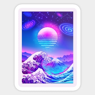 Great Wave off Kanagawa Synthwave GALAXY Sticker